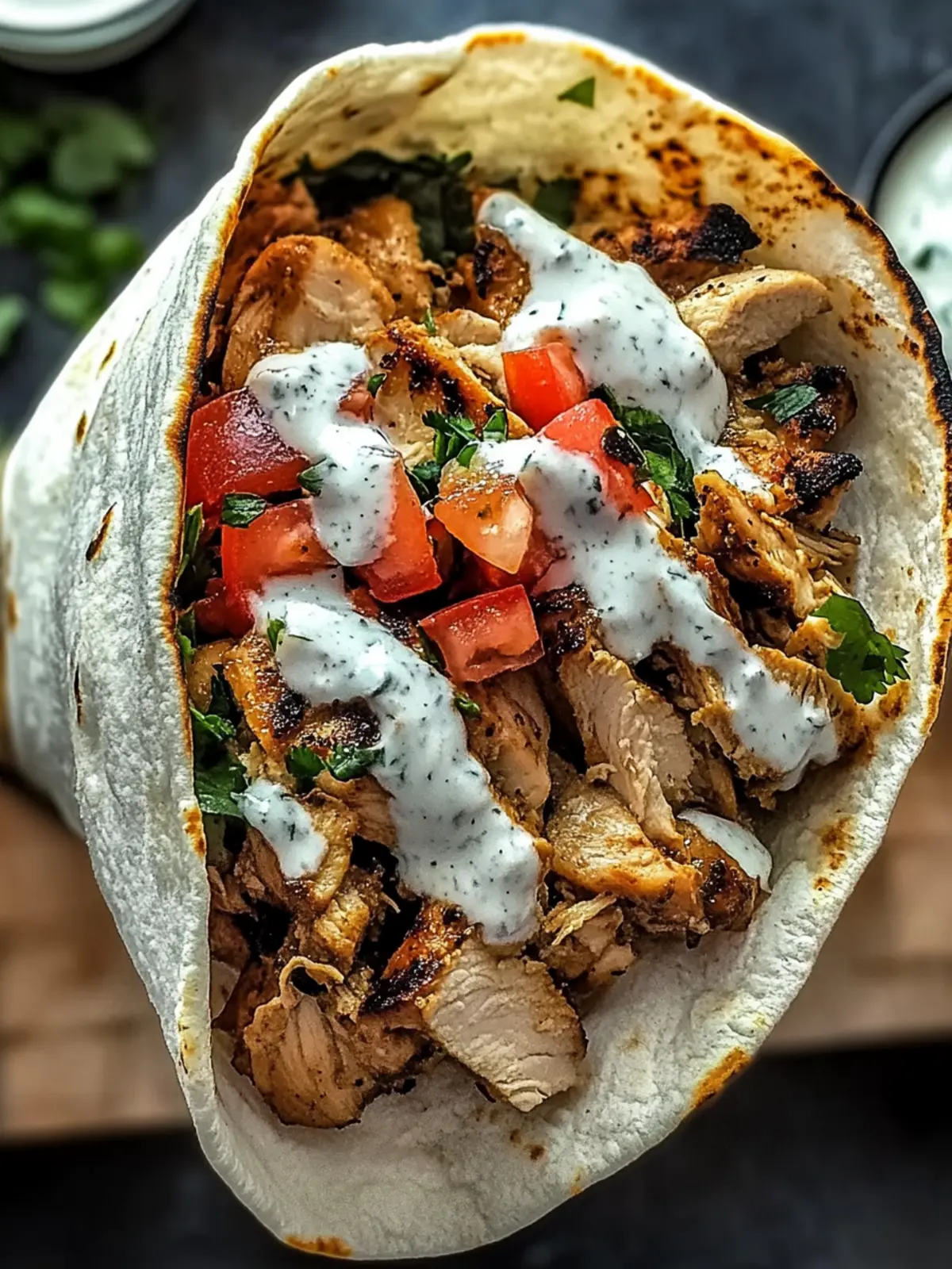 Savory Chicken Shawarma with Creamy Garlic Sauce Delight 3 Chicken Shawarma with Creamy Garlic Sauce