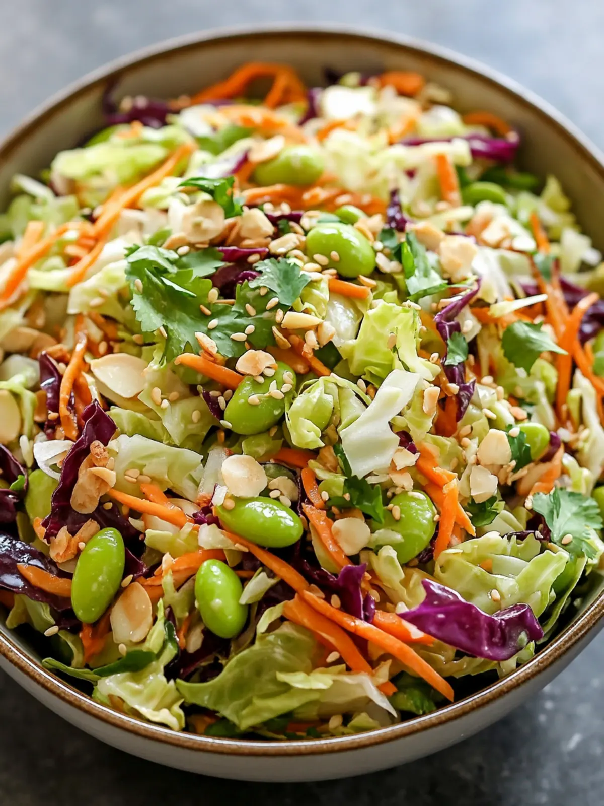 Crunchy Cabbage and Edamame Salad with Tangy Ginger Dressing 4 Crunchy Cabbage and Edamame Salad with Sesame Ginger Dressing