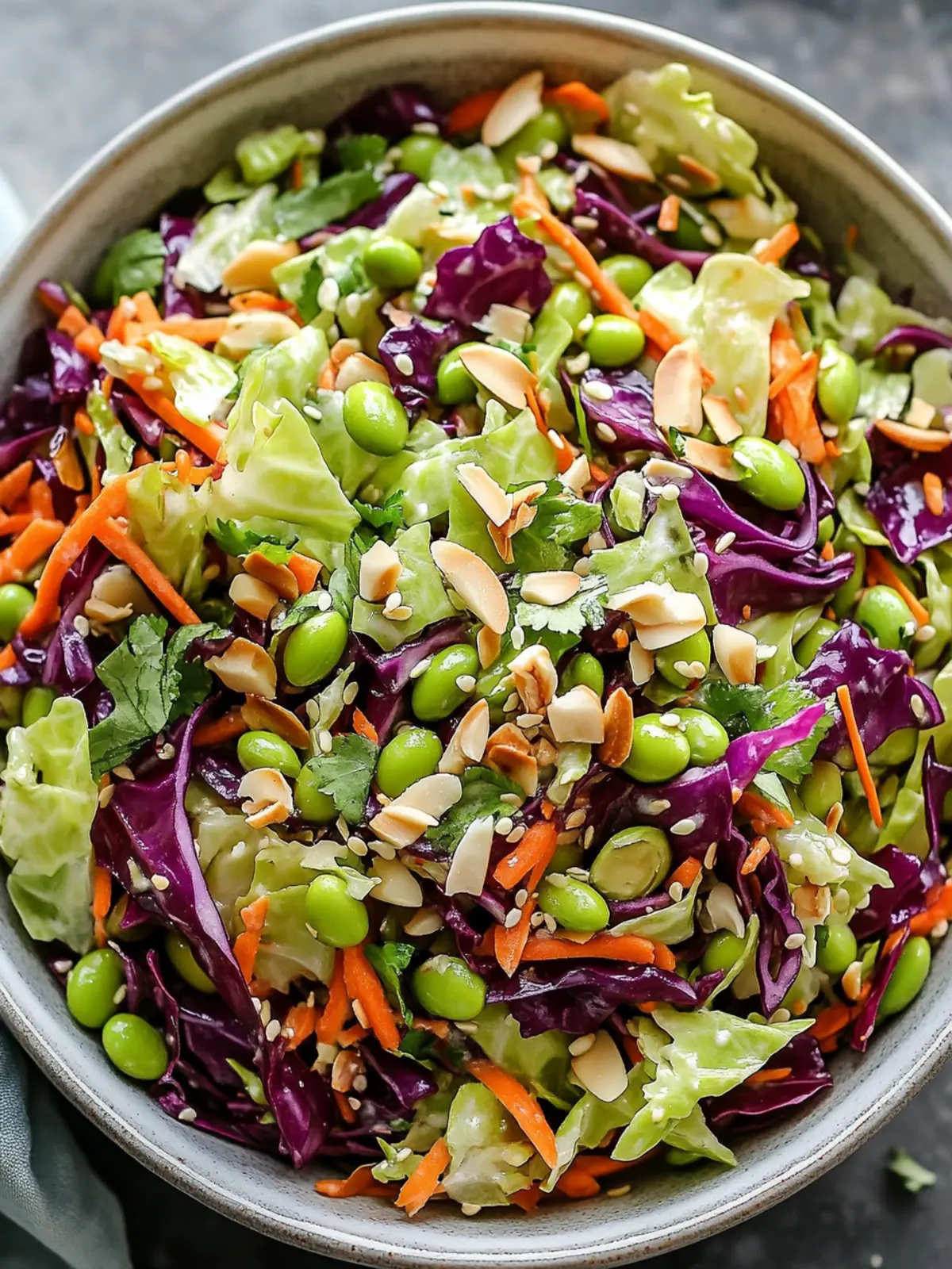 Crunchy Cabbage and Edamame Salad with Tangy Ginger Dressing 3 Crunchy Cabbage and Edamame Salad with Sesame Ginger Dressing