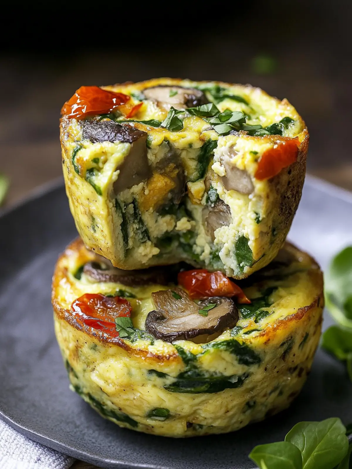 Spinach Mushroom Pepper Onion Baked Vegan Egg Bites for Breakfast Joy 2 Spinach Mushroom Pepper Onion Baked Vegan Egg Bites