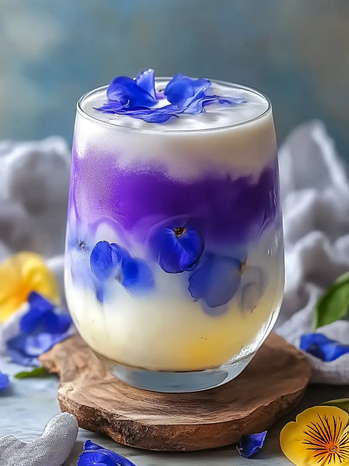 Creamy Butterfly Pea Flower Iced Tea with Cold Foam Bliss 2 Creamy Butterfly Pea Flower Iced Tea with Cold Foam for Refreshing Sips