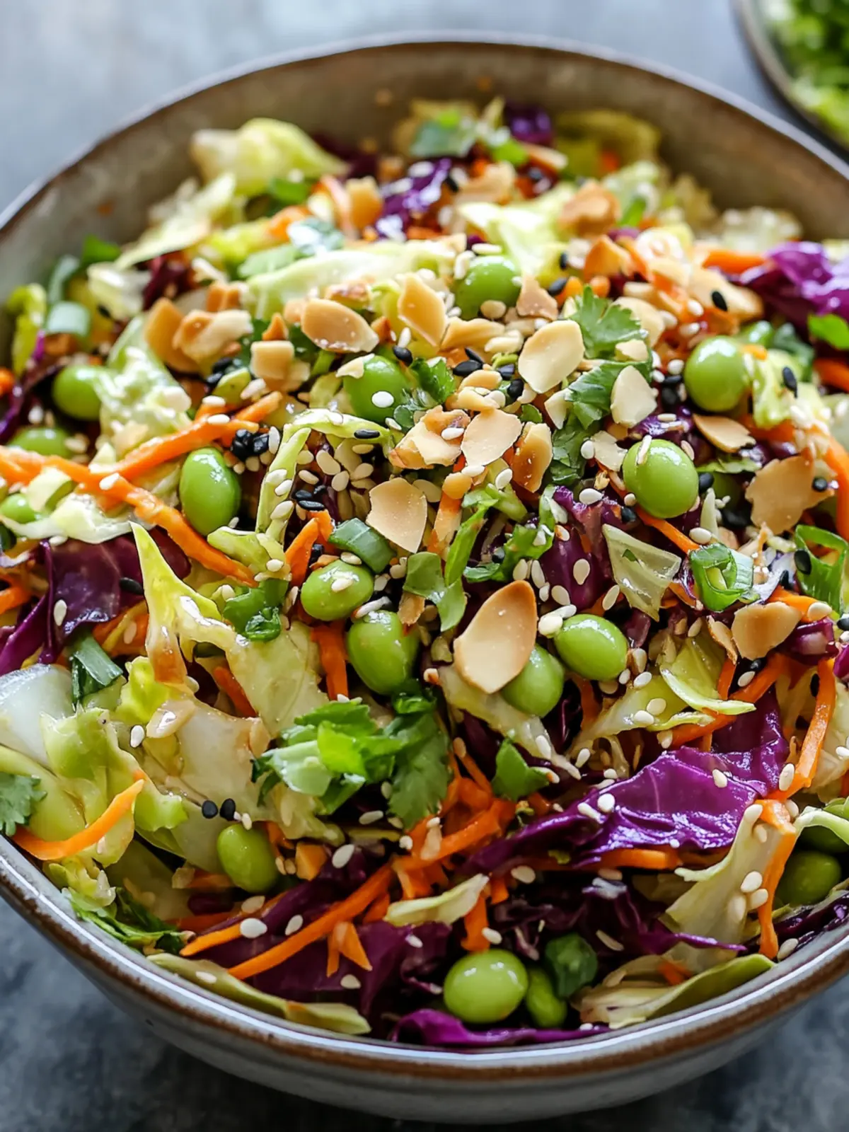 Crunchy Cabbage and Edamame Salad with Tangy Ginger Dressing 2 Crunchy Cabbage and Edamame Salad with Sesame Ginger Dressing