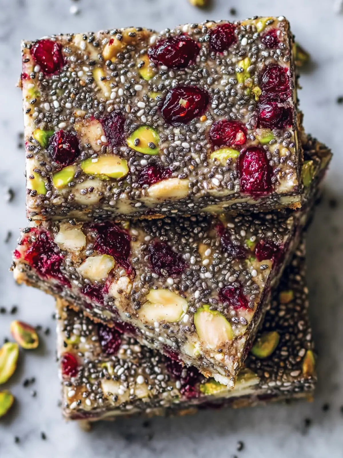 Pistachio Cranberry Chia Bars: Healthy No-Bake Snack Delight 4 Pistachio Cranberry Chia Bars