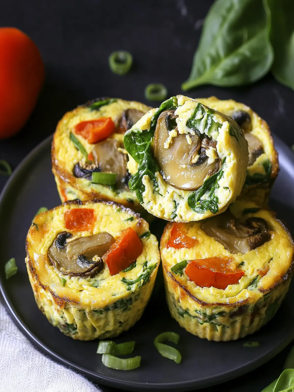 Spinach Mushroom Pepper Onion Baked Vegan Egg Bites for Breakfast Joy 4 Spinach Mushroom Pepper Onion Baked Vegan Egg Bites
