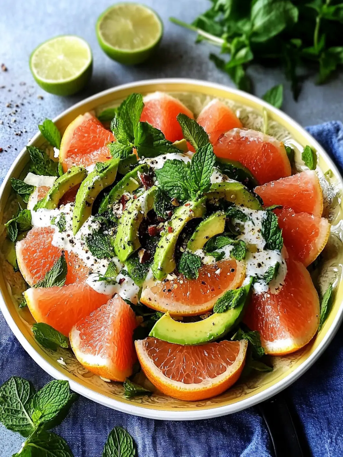 Zesty Pomelo Avocado Salad with Creamy Mint Yogurt Dressing 4 Pomelo Avocado Salad with Mint Yogurt Dressing