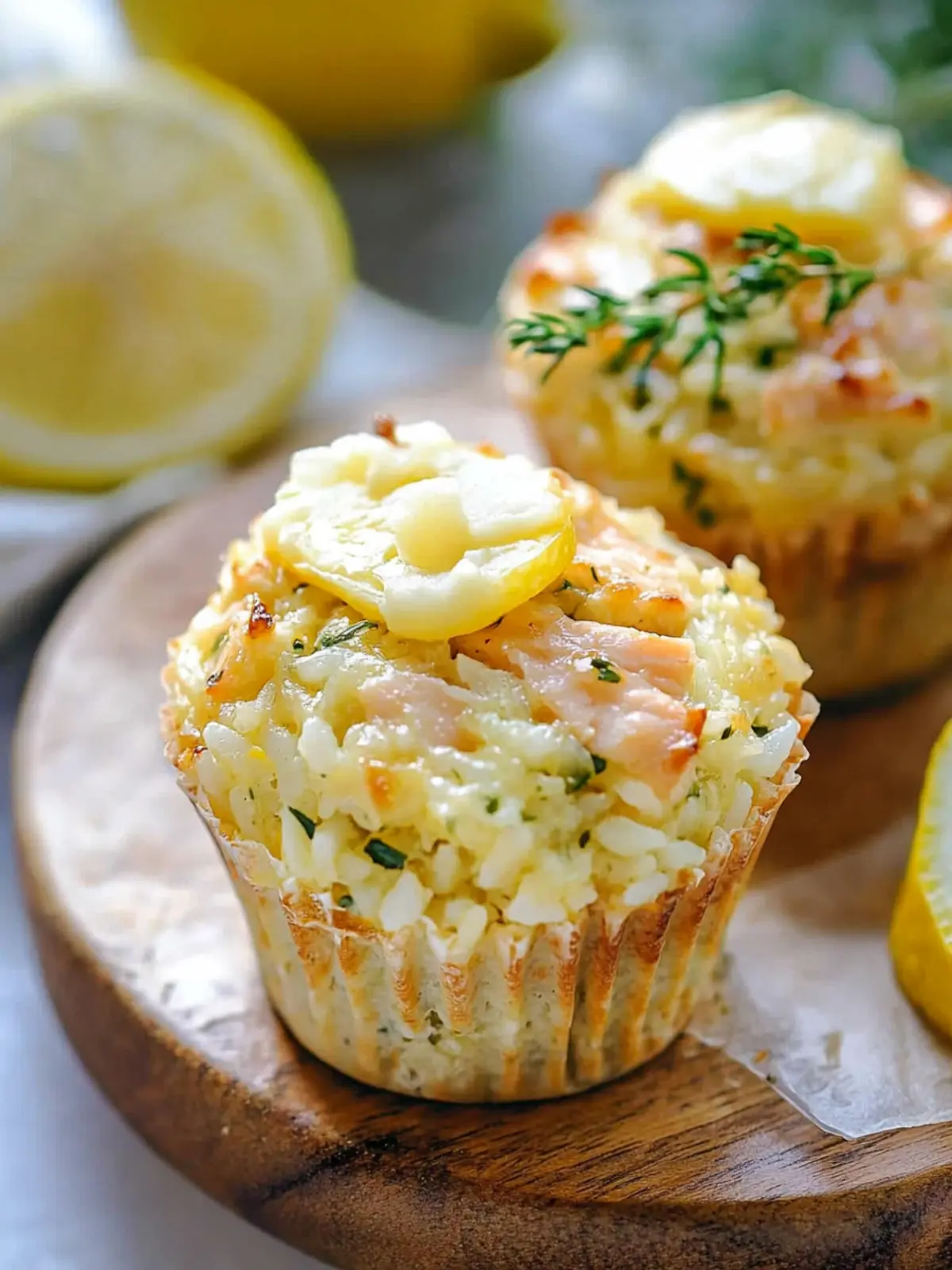 Lemon Butter Salmon Rice Muffins