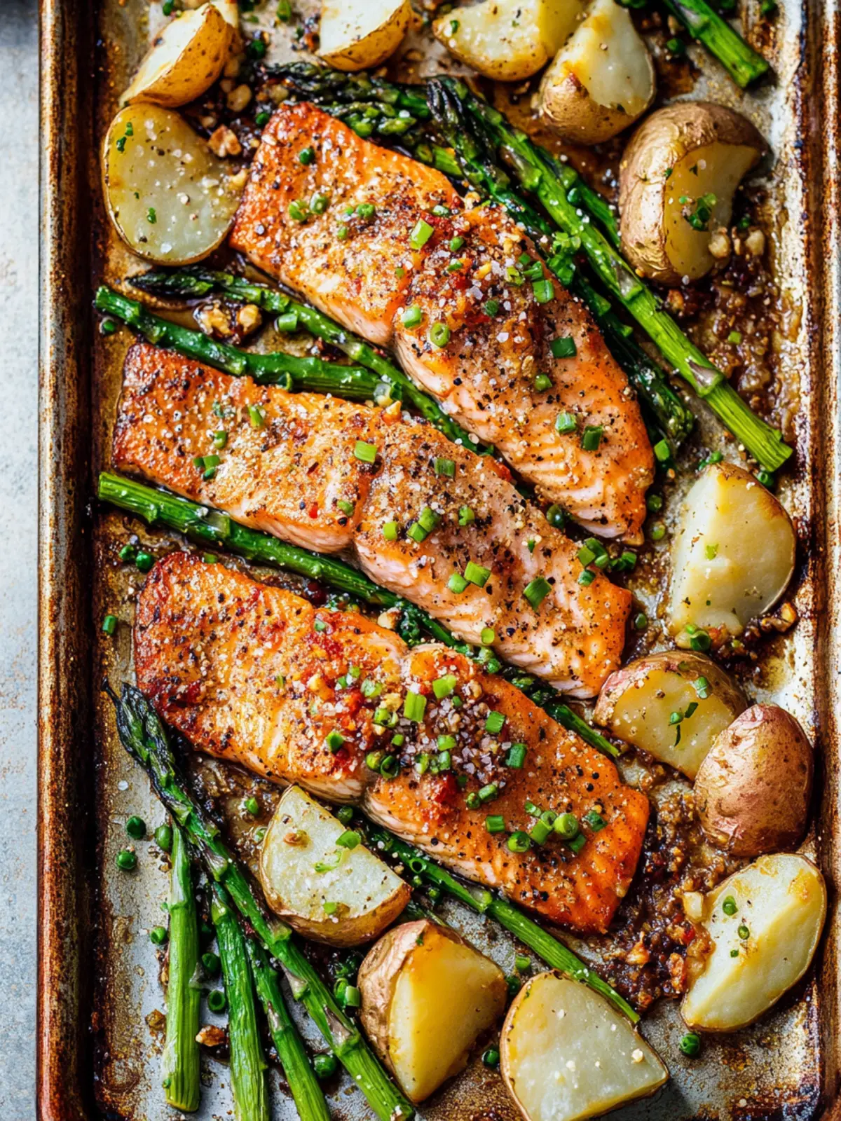 Baked Trout with Asparagus and Baby Potatoes (Easy Sheet Pan Dinner)