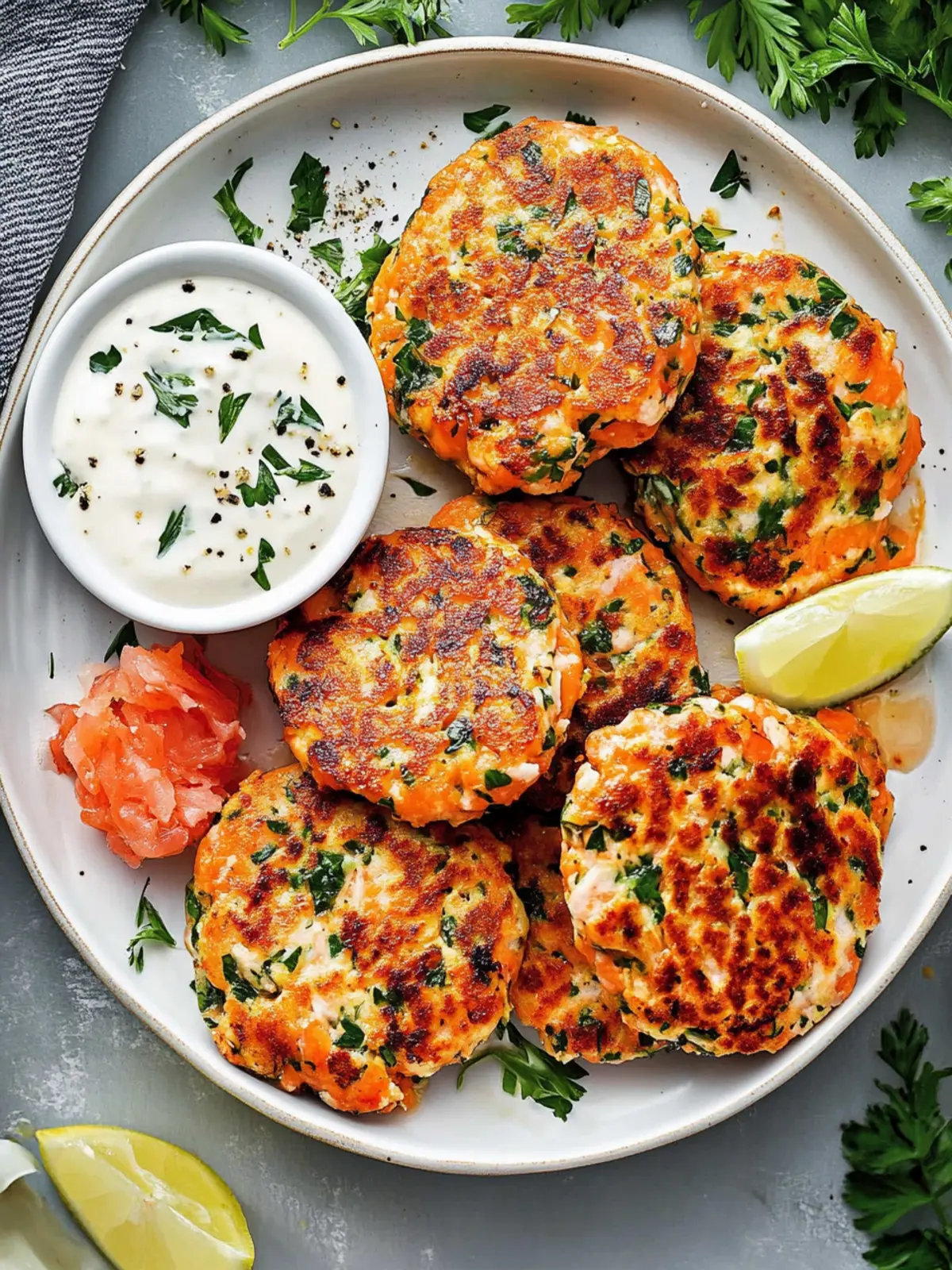 Delicious Salmon Patties with Zesty Lemon Dill Sauce 4 Salmon Patties