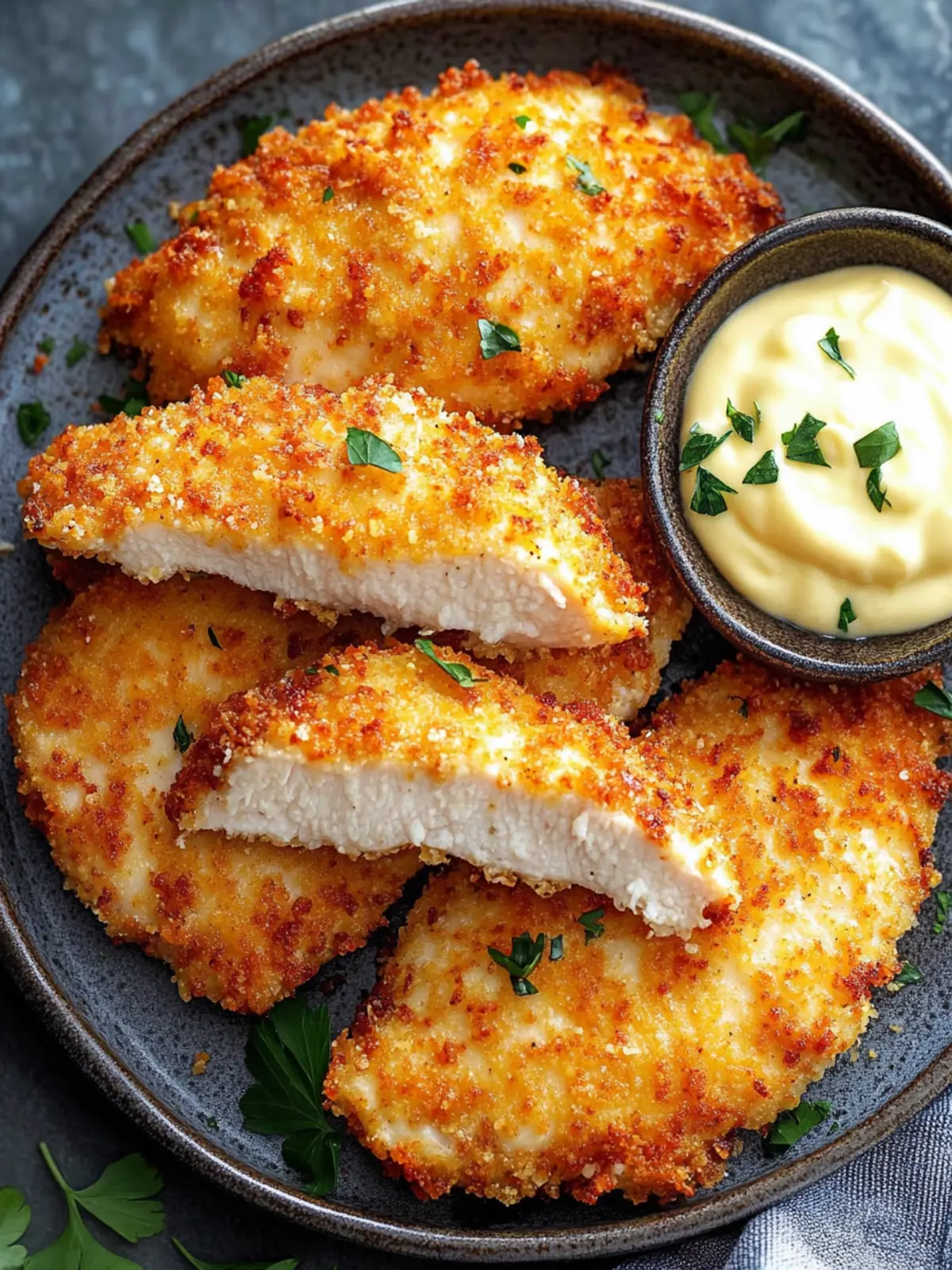 Air Fryer Parmesan Crusted Chicken with Mayo