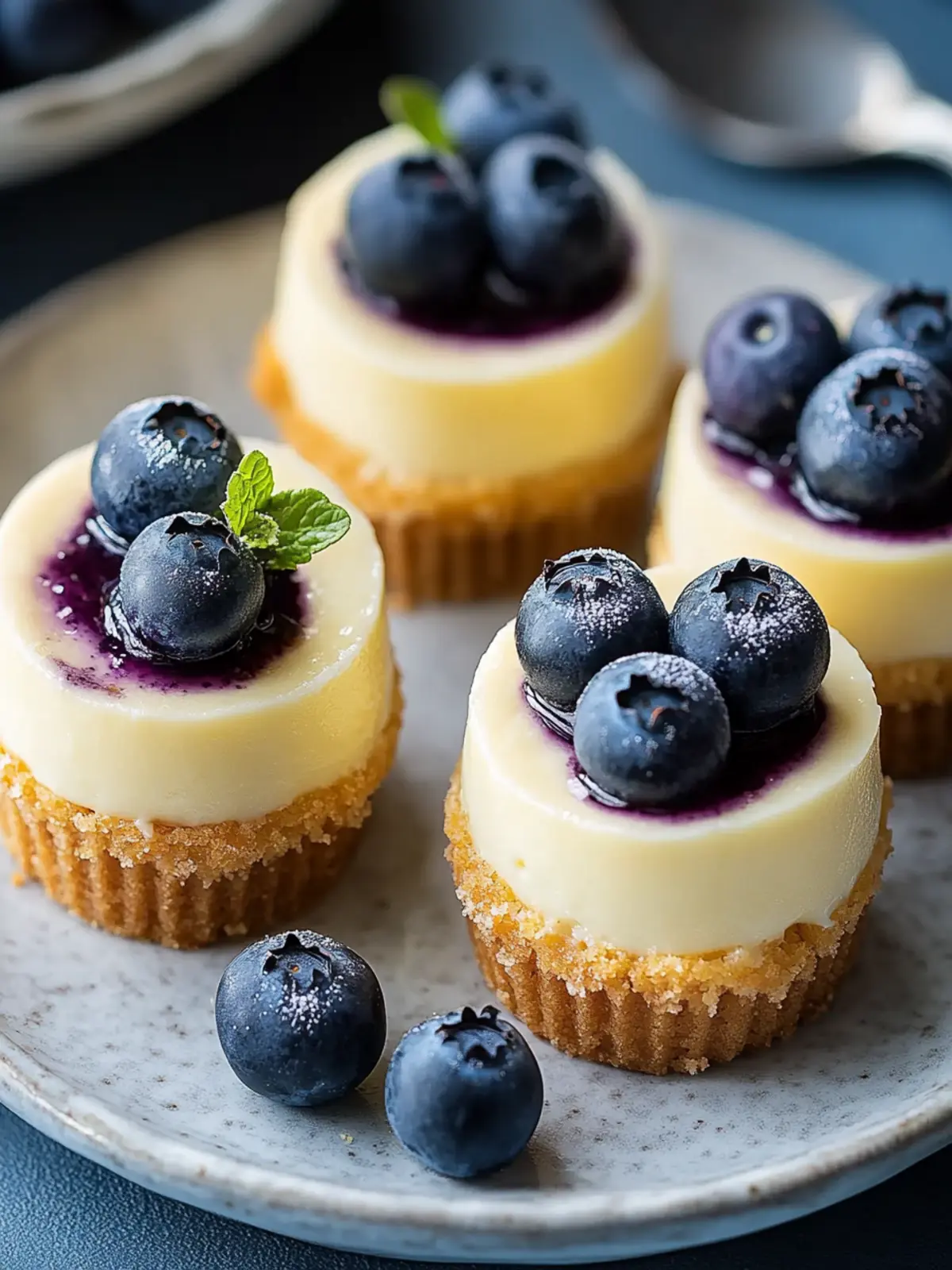 Mini Lemon Blueberry Cheesecakes