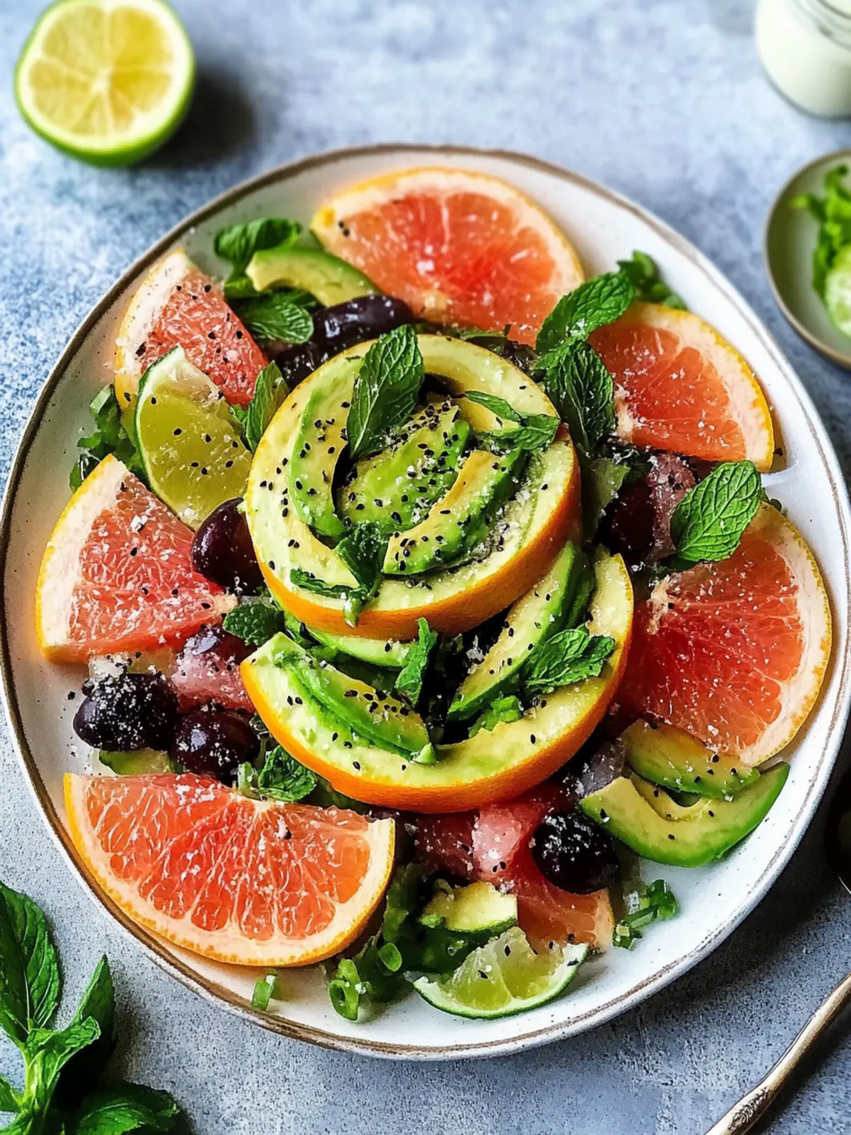 Zesty Pomelo Avocado Salad with Creamy Mint Yogurt Dressing 2 Pomelo Avocado Salad with Mint Yogurt Dressing
