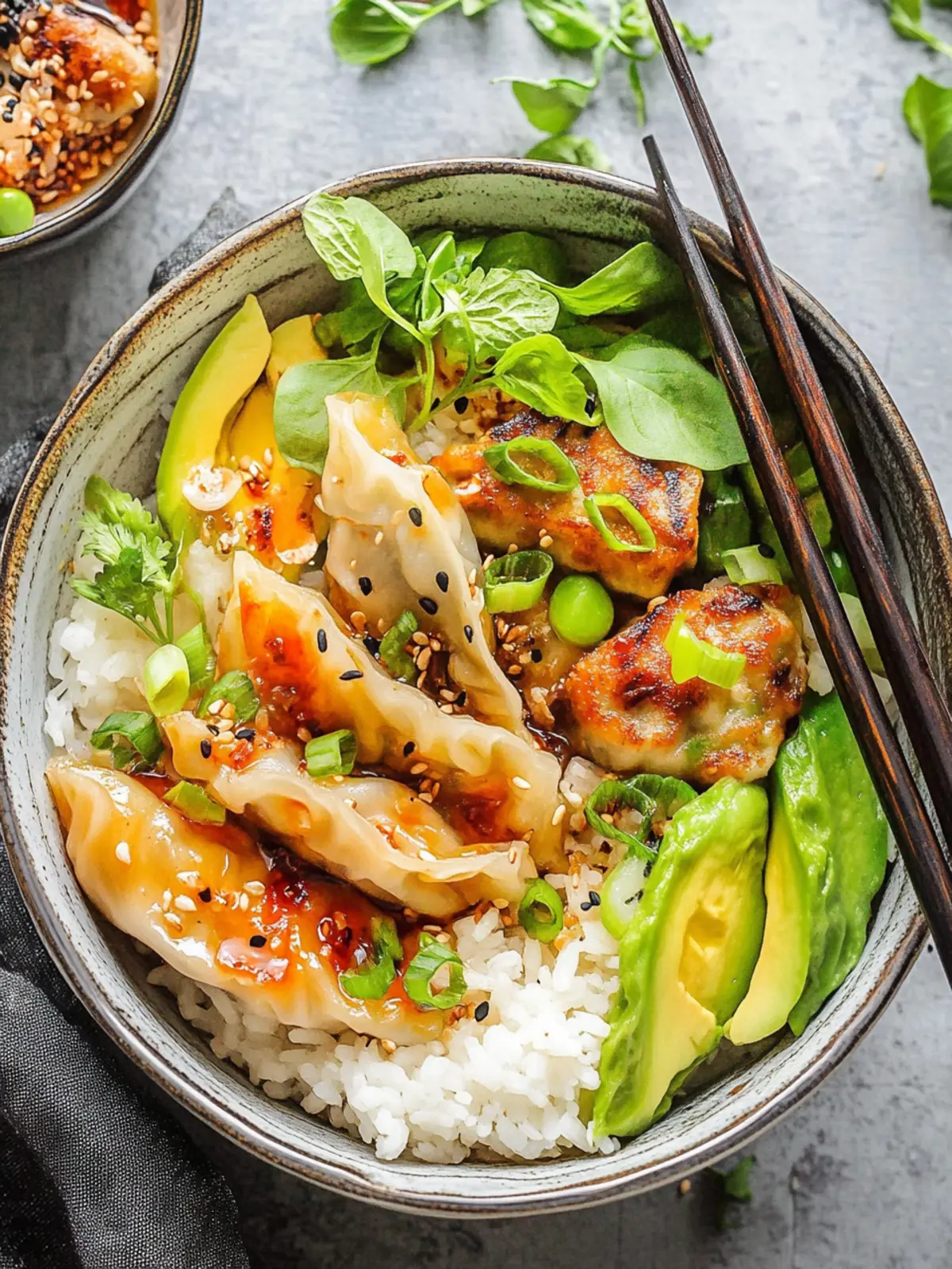 Potsticker Rice Bowls
