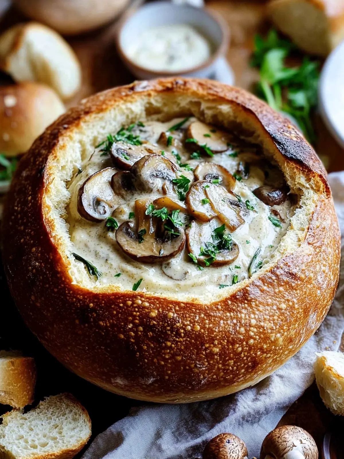 Deliciously Cozy Creamy Mushroom Bread Bowl Recipe 4 Creamy Mushroom Bread Bowl Recipe