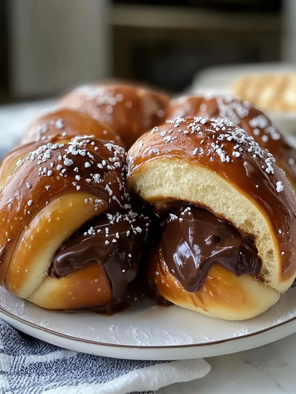 Decadent Pretzel Rolls Stuffed with Chocolate and Caramel 4 Pretzel Rolls Stuffed with Chocolate and Caramel