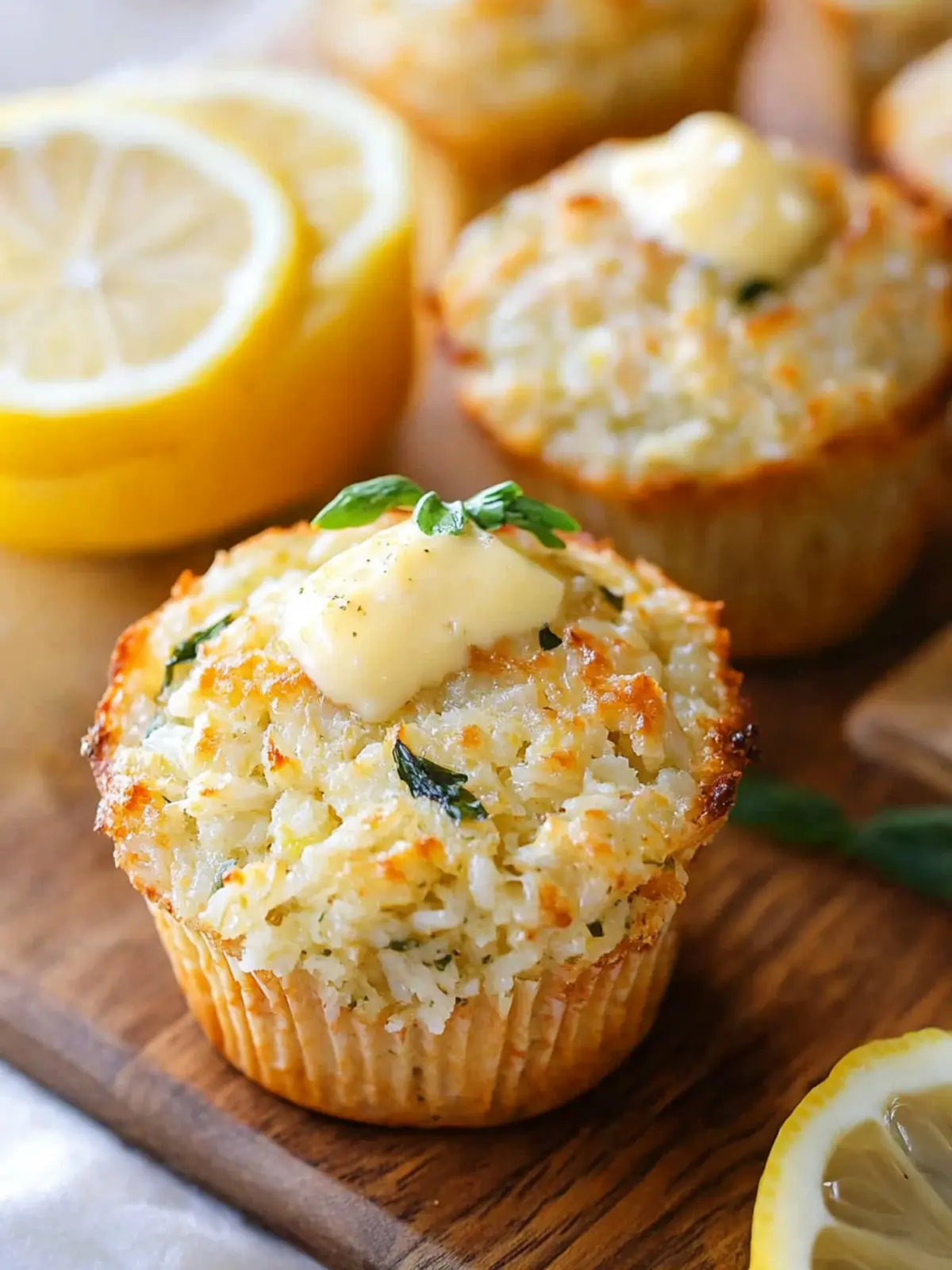 Lemon Butter Salmon Rice Muffins