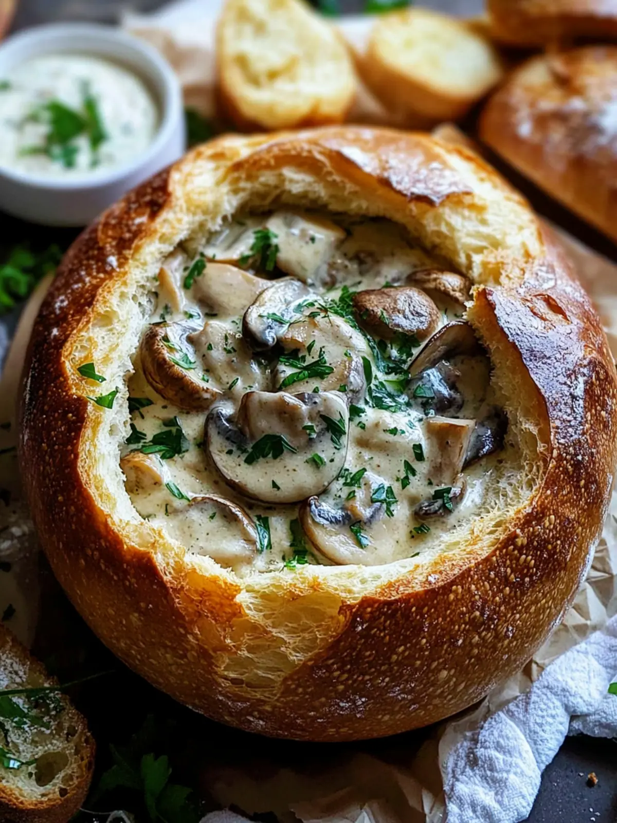 Deliciously Cozy Creamy Mushroom Bread Bowl Recipe 3 Creamy Mushroom Bread Bowl Recipe