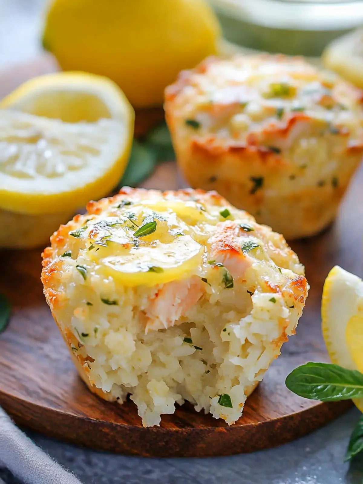 Lemon Butter Salmon Rice Muffins