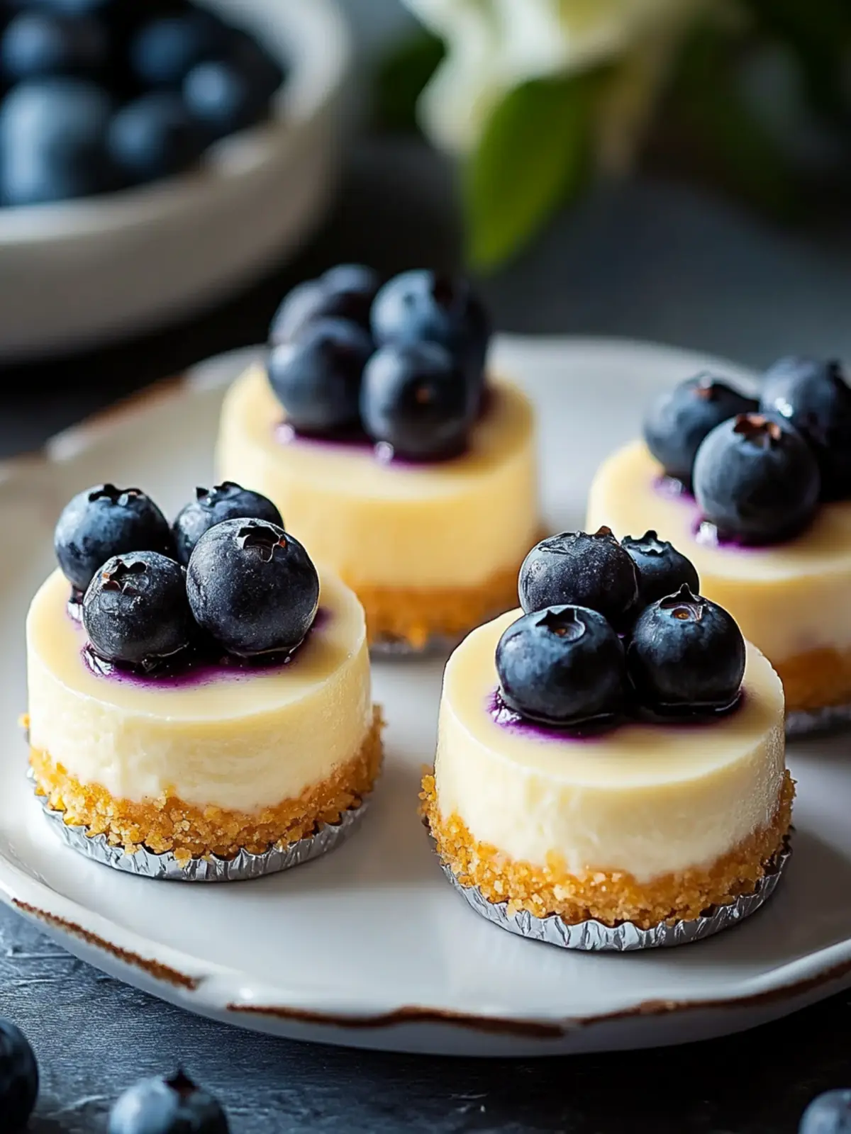 Mini Lemon Blueberry Cheesecakes