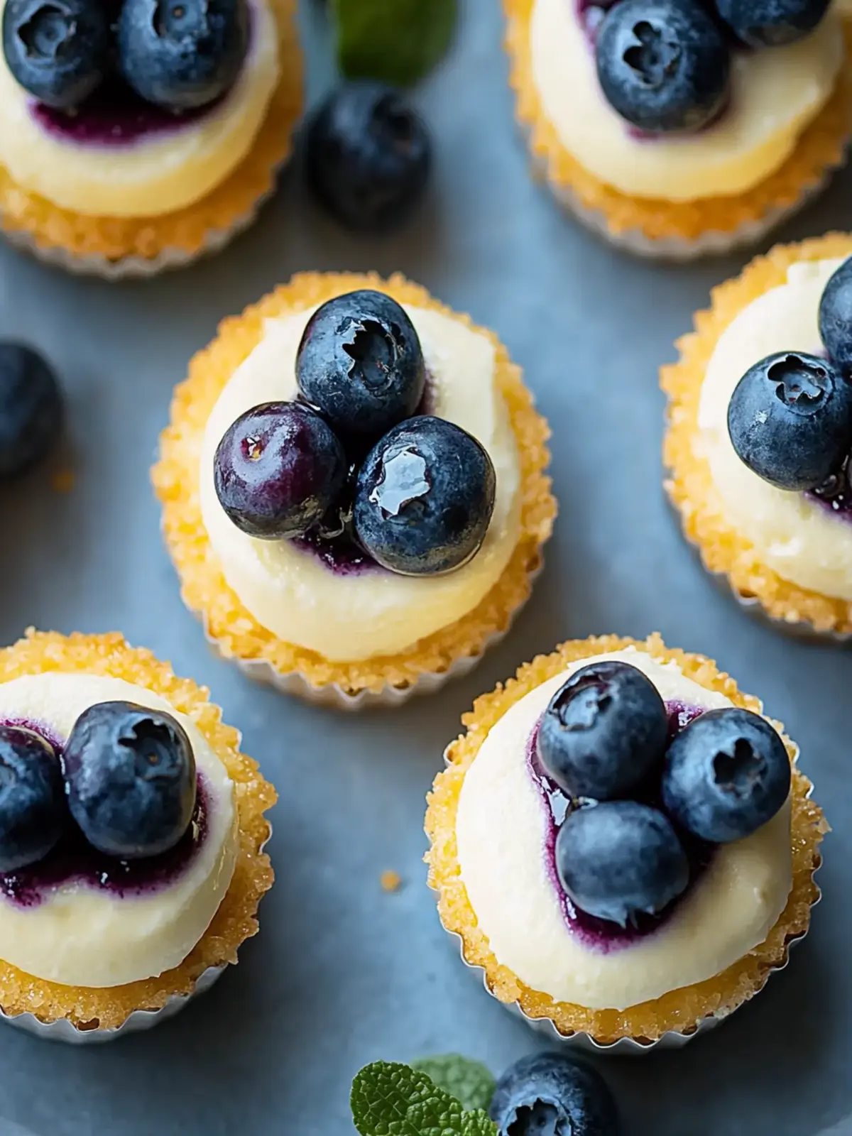Mini Lemon Blueberry Cheesecakes