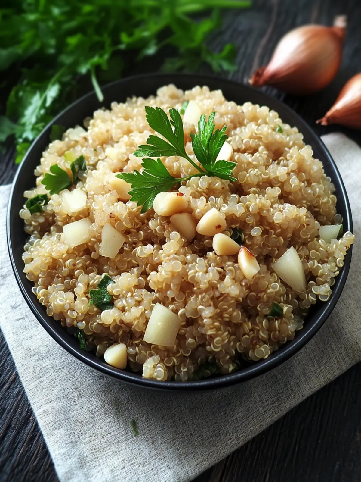 Quinoa with Onions and Pinenuts