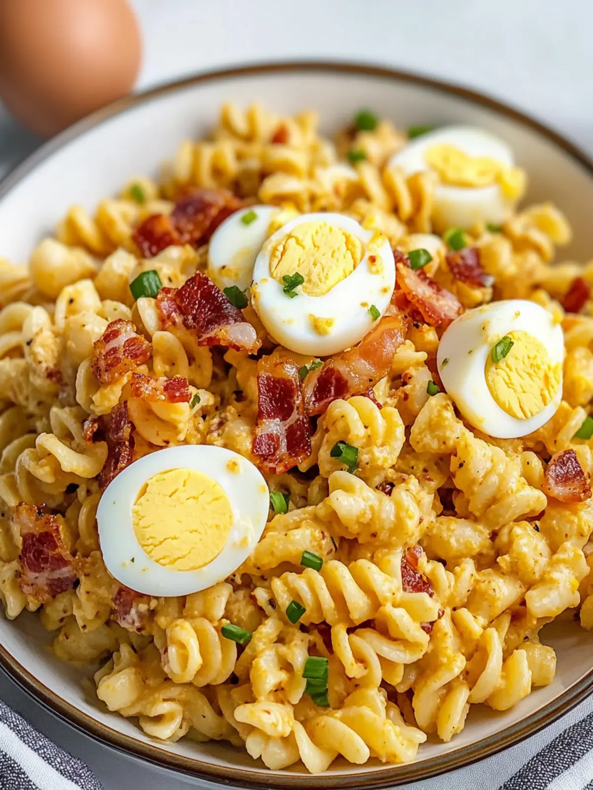 Loaded Bacon and Deviled Egg Pasta Salad