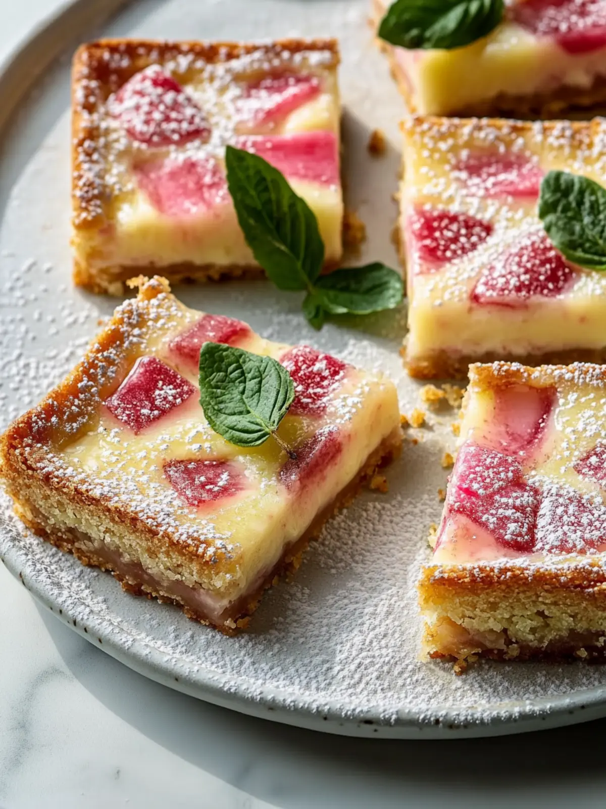Delightful Sweet and Tangy Mini Rhubarb Custard Bars Recipe 2 Sweet and Tangy Mini Rhubarb Custard Bars