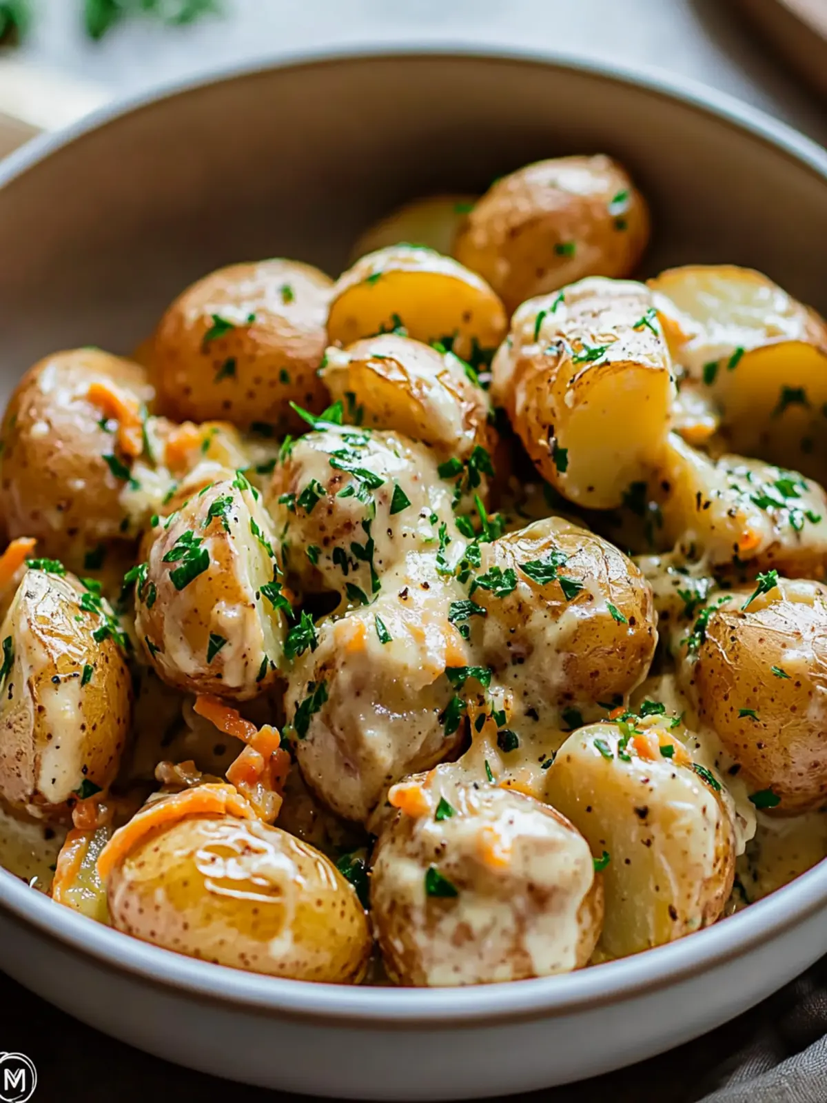 Garlic-Infused Creamy Baby Potatoes