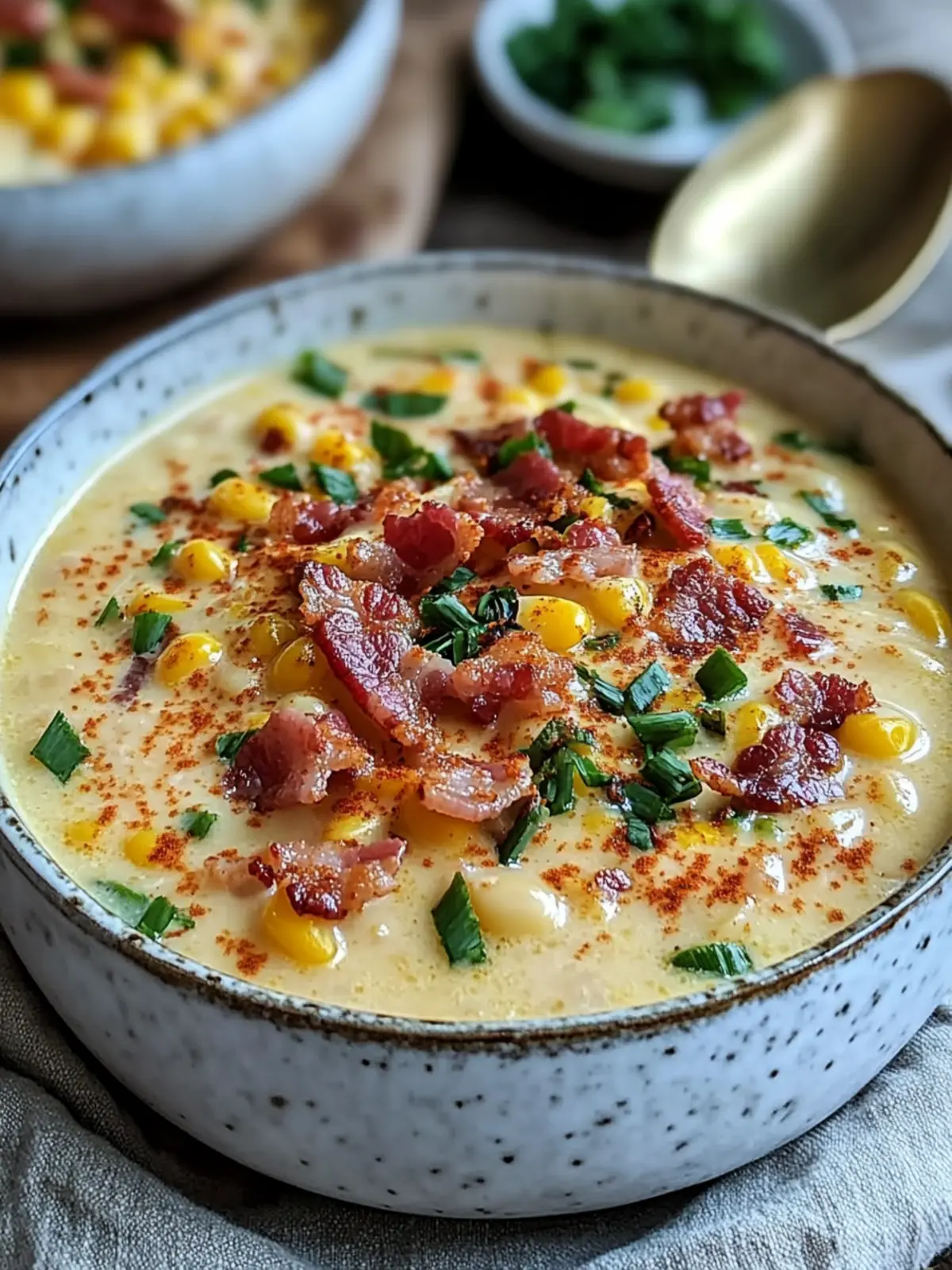 Creamy Corn Chowder with Bacon Bits Easy Recipe for Cozy Comfort