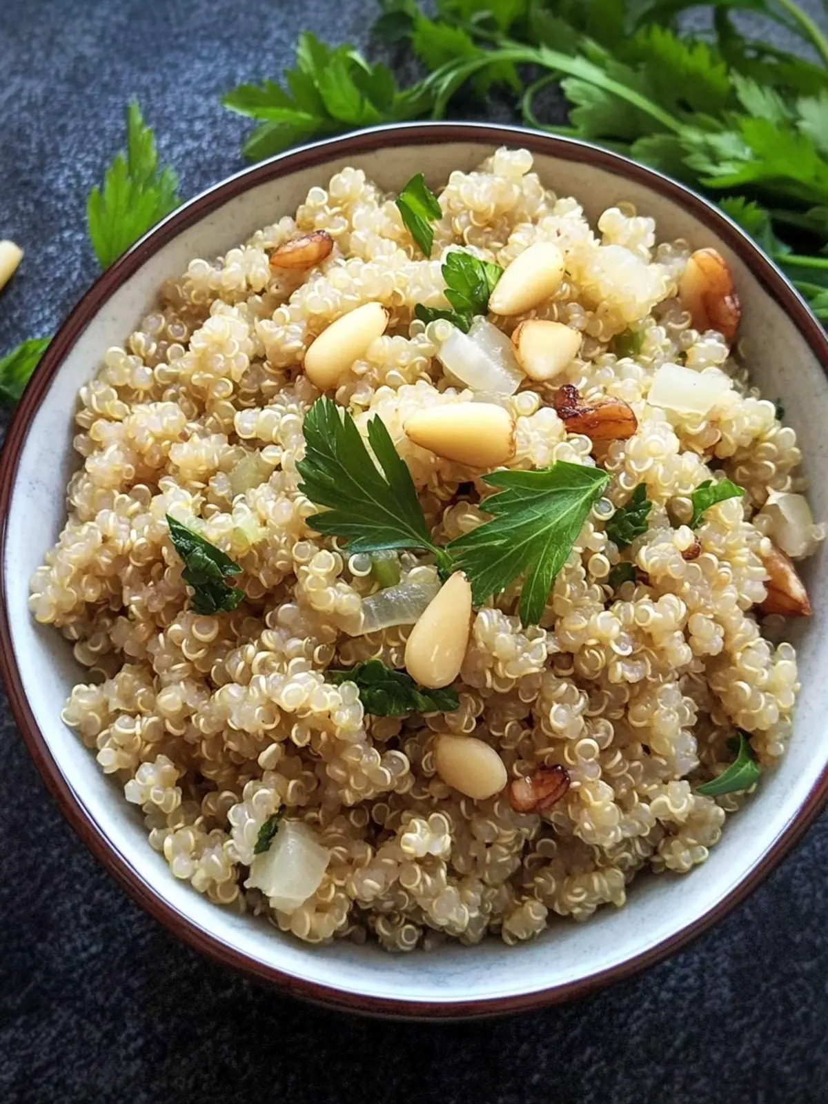 Quinoa with Onions and Pinenuts