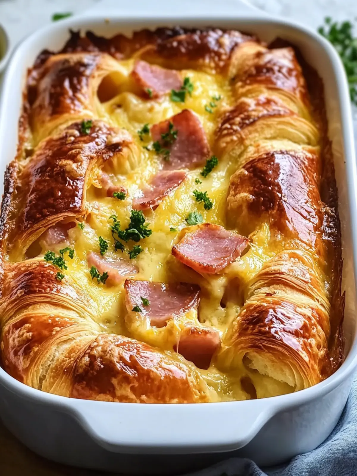 Ham And Cheese Croissant Brunch Bake