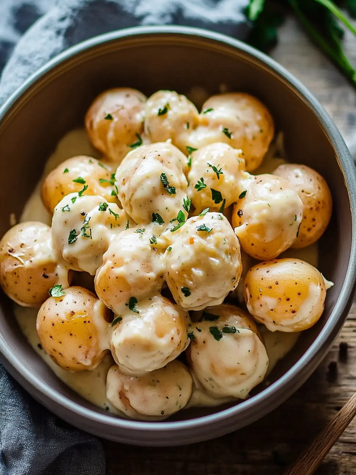 Garlic-Infused Creamy Baby Potatoes