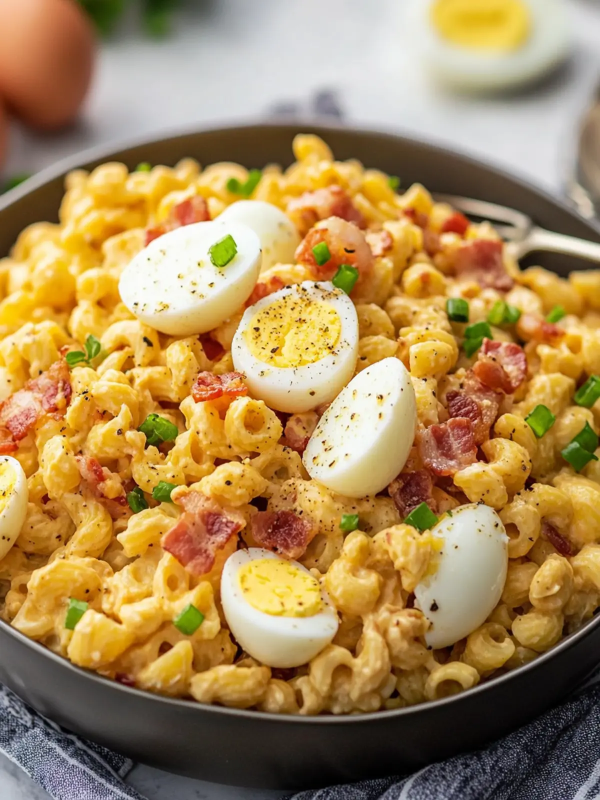 Loaded Bacon and Deviled Egg Pasta Salad