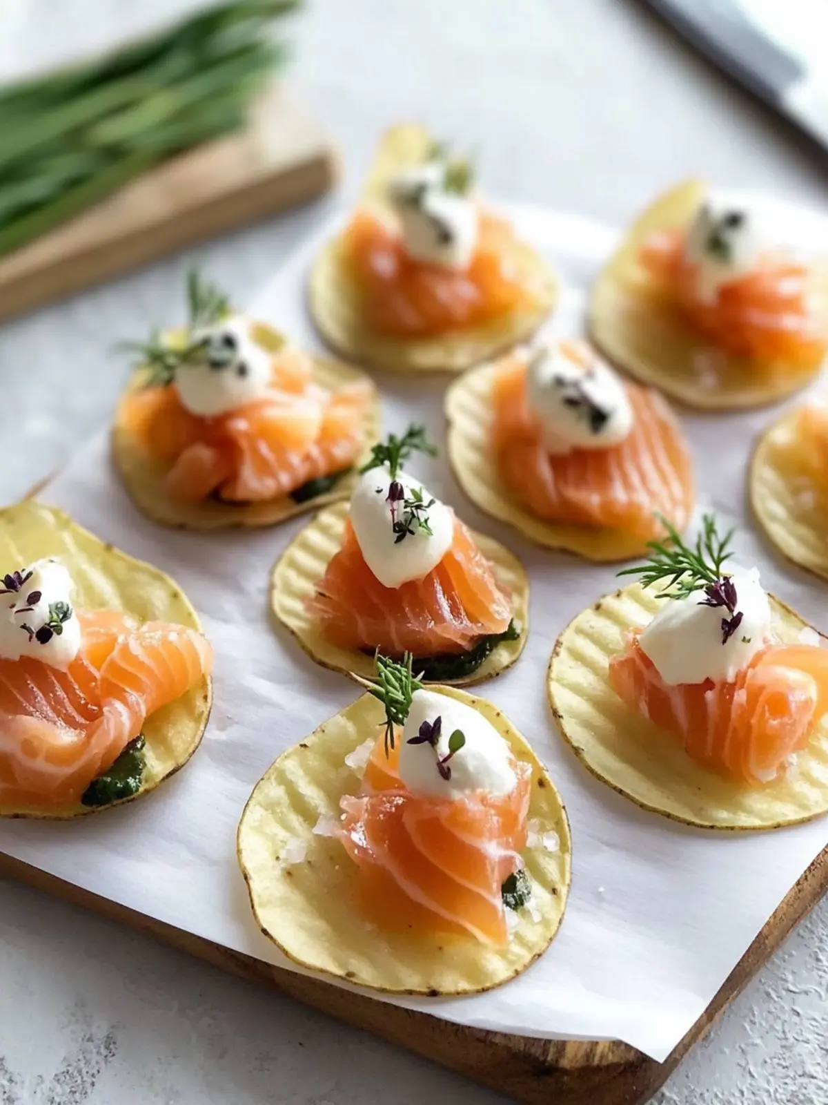 Smoked Salmon Potato Chip Canapés