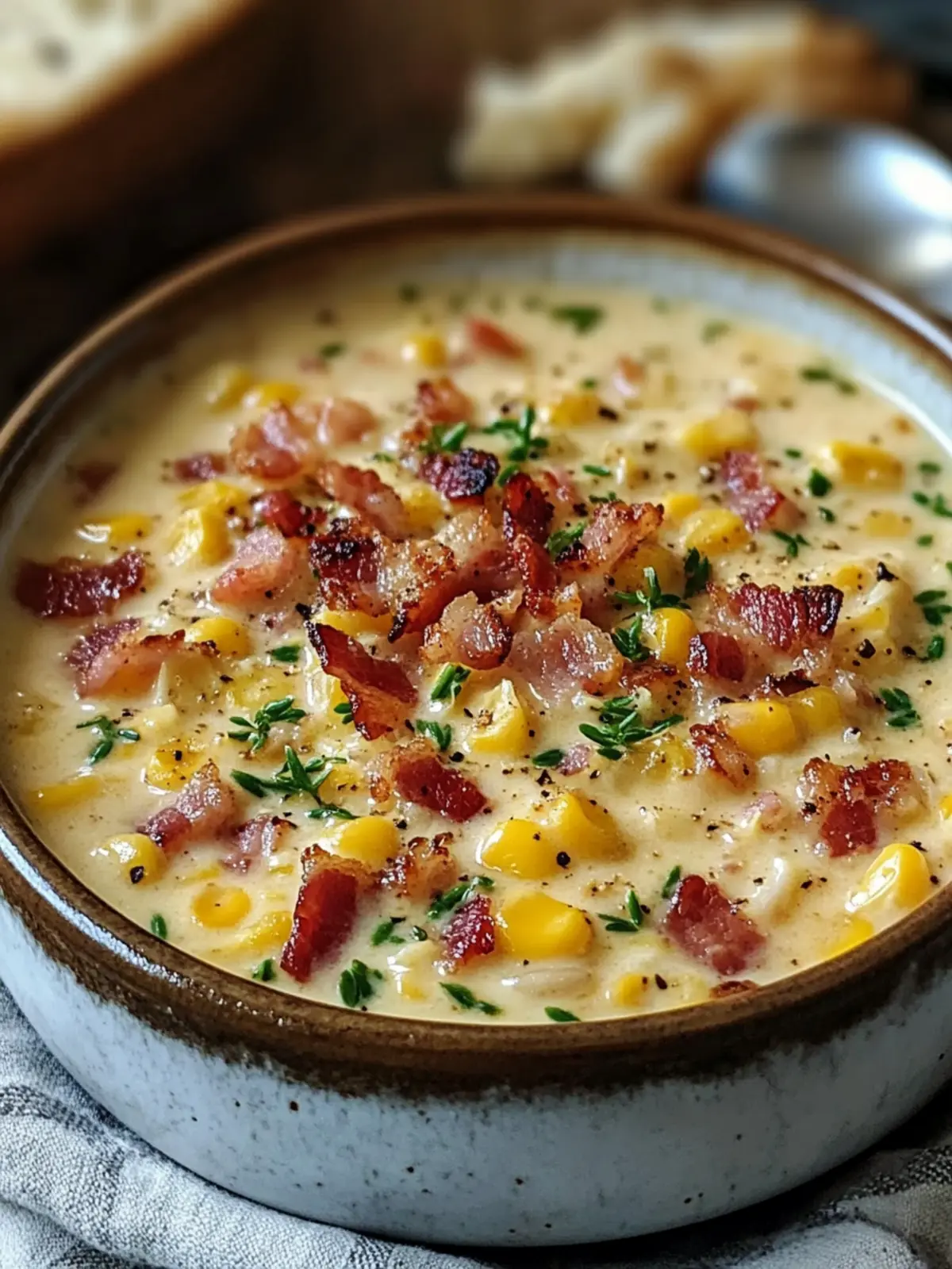 Creamy Corn Chowder with Bacon Bits Easy Recipe for Cozy Comfort