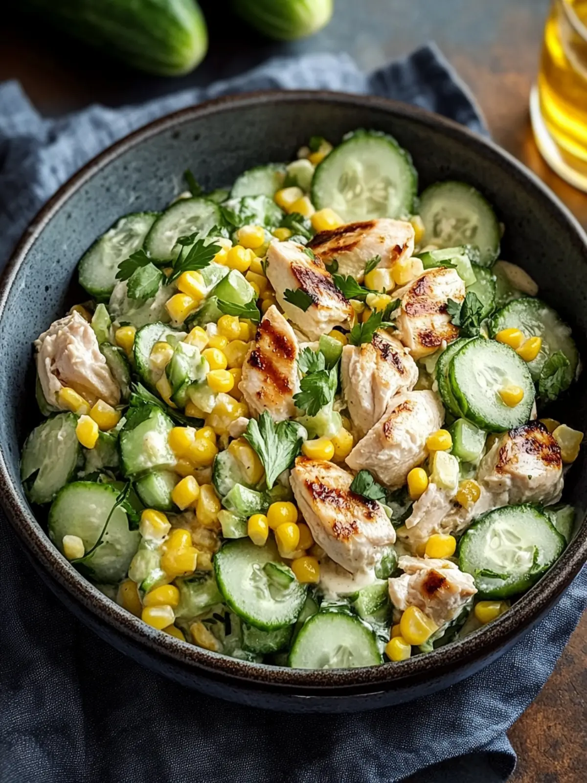 Street Corn Creamy Cucumber Chicken Salad