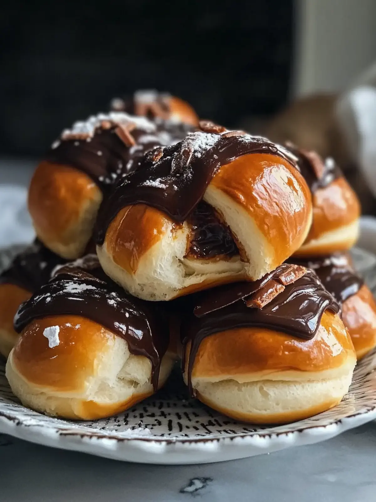 Decadent Pretzel Rolls Stuffed with Chocolate and Caramel 2 Pretzel Rolls Stuffed with Chocolate and Caramel