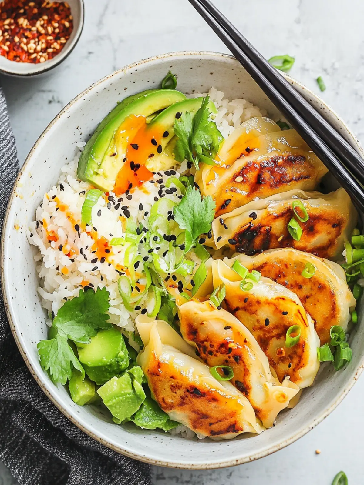 Potsticker Rice Bowls