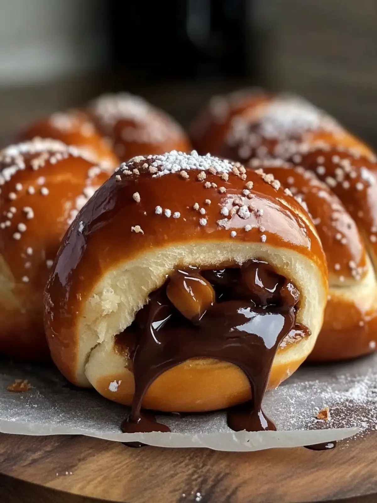 Decadent Pretzel Rolls Stuffed with Chocolate and Caramel 5 Pretzel Rolls Stuffed with Chocolate and Caramel
