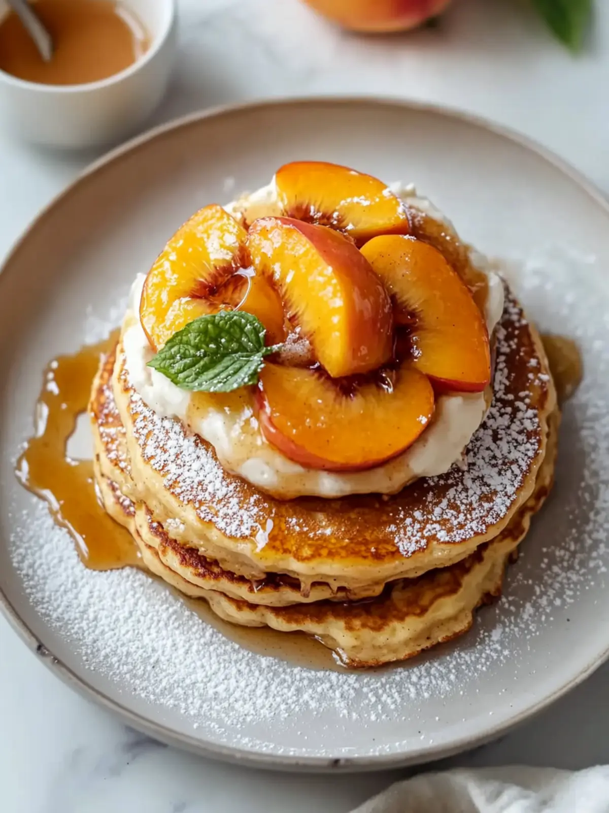 Cinnamon Peach Cobbler Pancakes