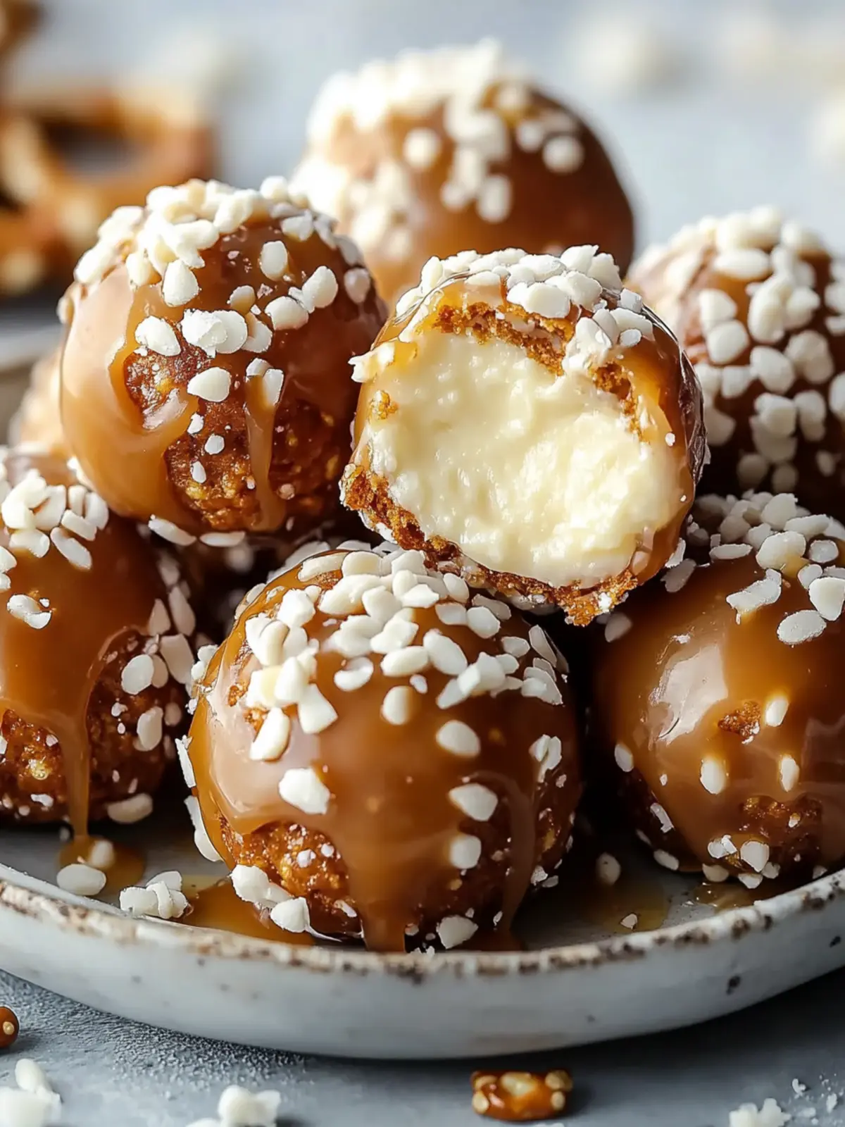 Irresistible Salted Caramel Pretzel Cheesecake Balls Recipe 5 Salted Caramel Pretzel Cheesecake Balls