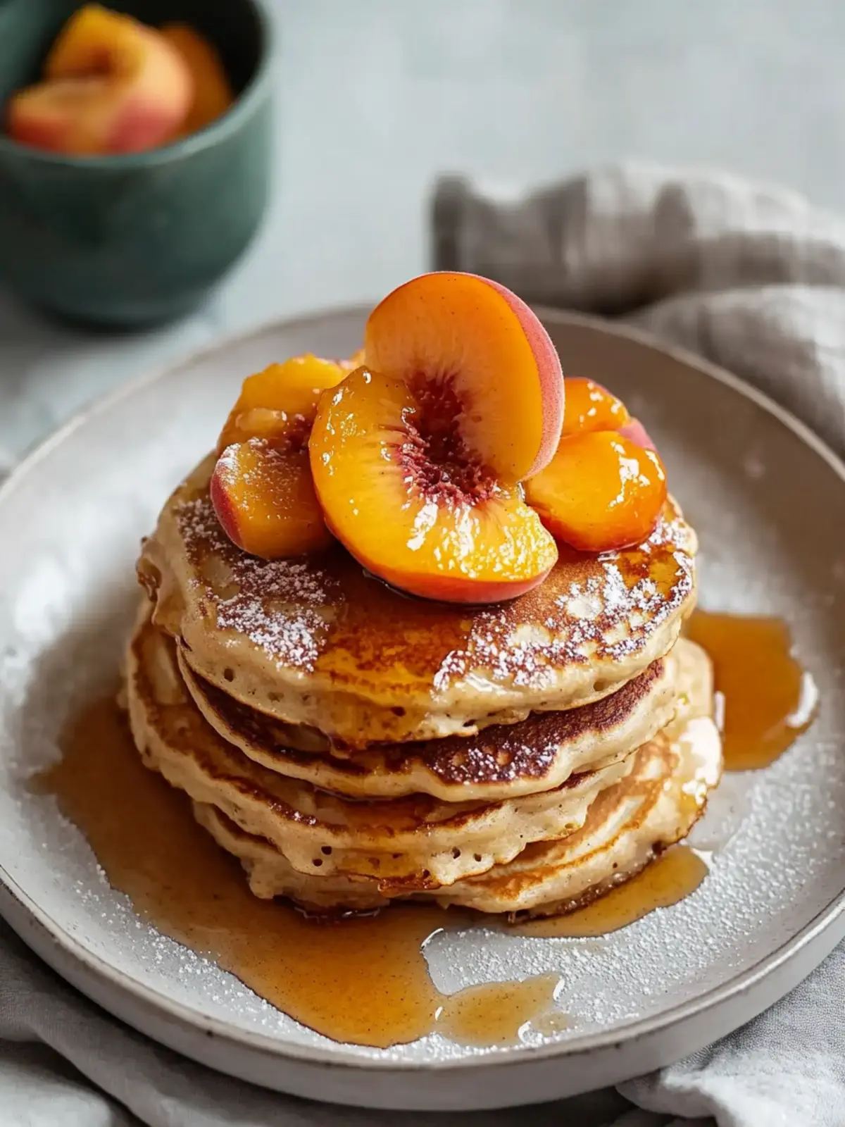 Cinnamon Peach Cobbler Pancakes