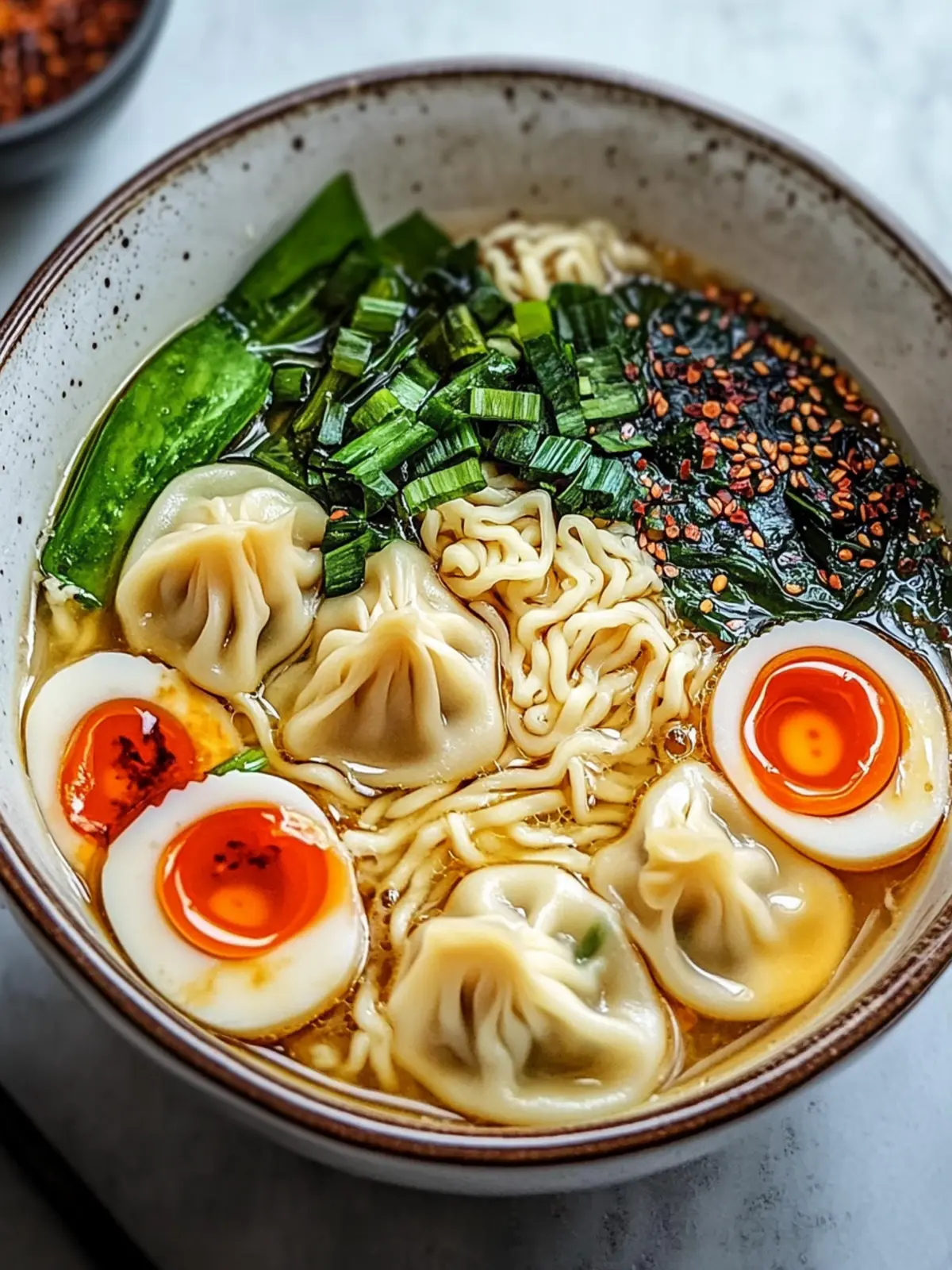 Savory Dumpling Ramen Bowl: Quick Comfort Meal Delight 4 Dumpling Ramen Bowl