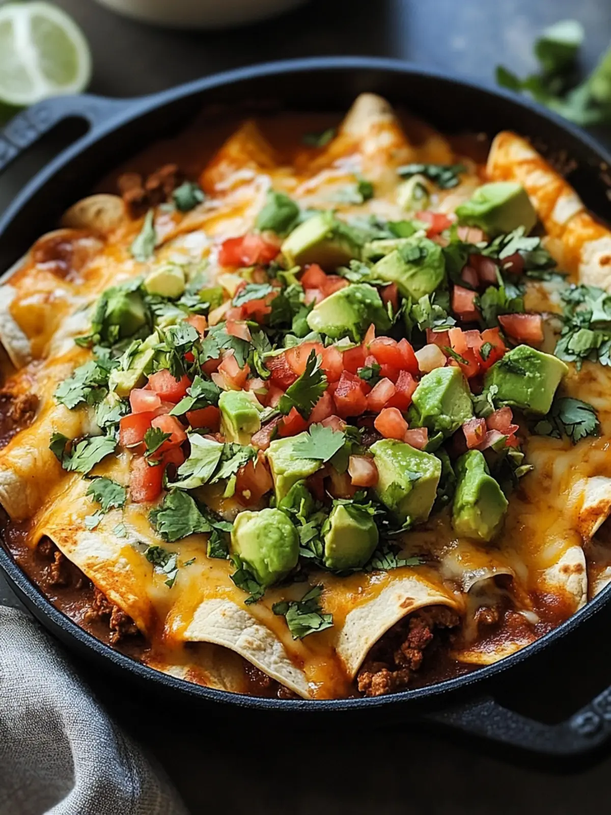 Savory Beef Skillet Enchiladas in Just 40 Minutes! 2 Beef Skillet Enchiladas