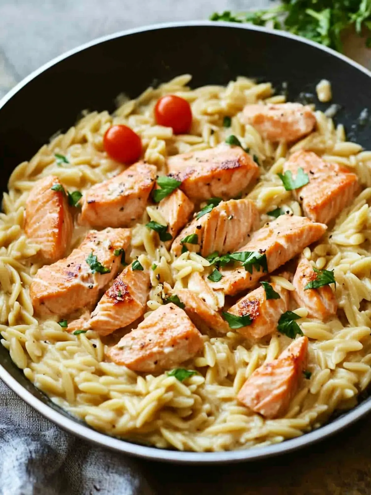 One Pan Creamy Salmon Orzo Pasta – 30-Minute Cozy Dinner 4 One Pan Creamy Salmon Orzo Pasta (Quick 30 Minute Dinner Recipe)