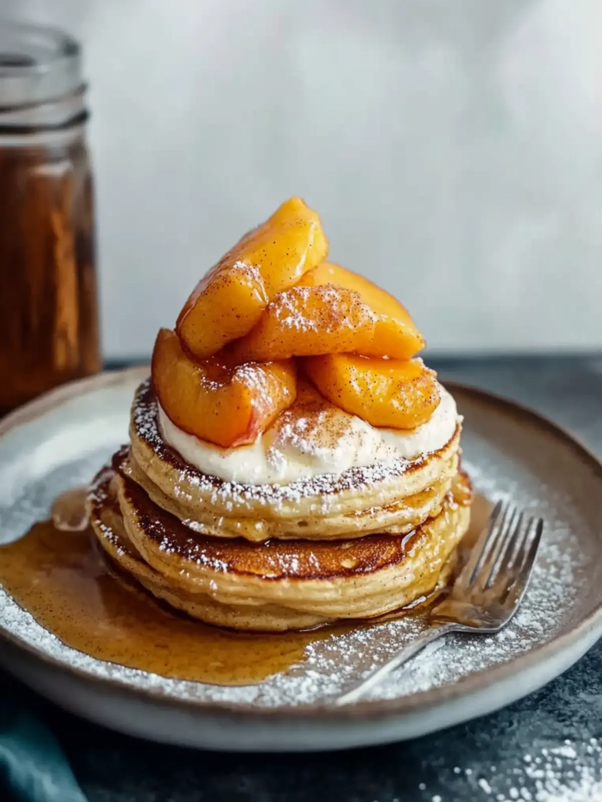 Cinnamon Peach Cobbler Pancakes