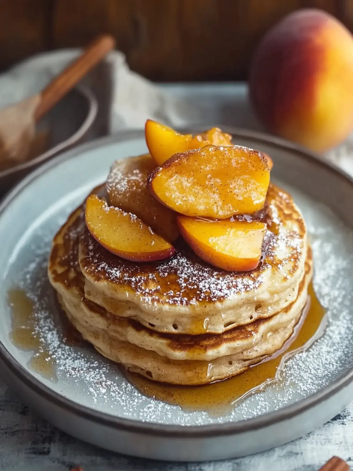Cinnamon Peach Cobbler Pancakes