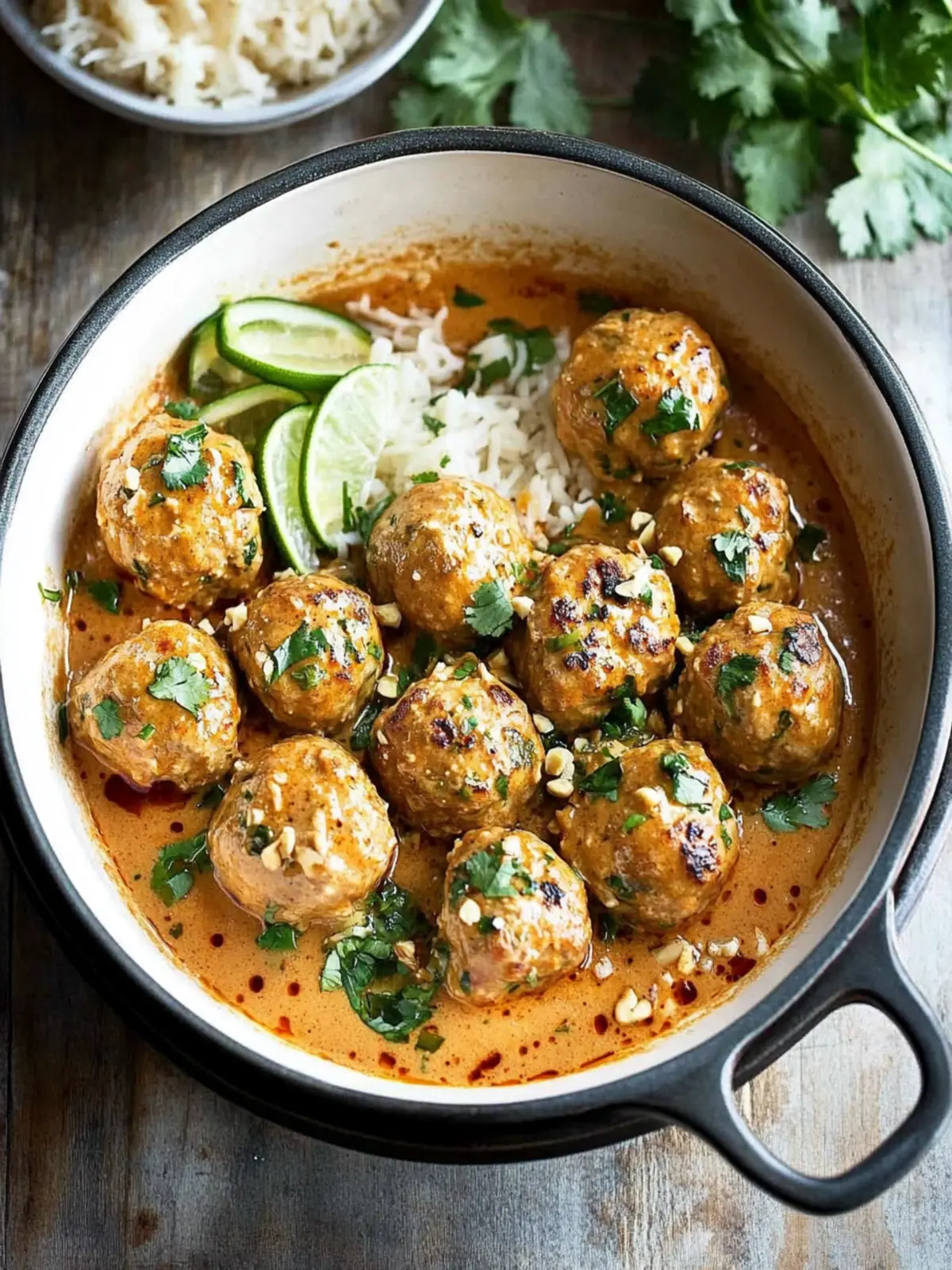 Thai Chicken Meatballs in Peanut Sauce