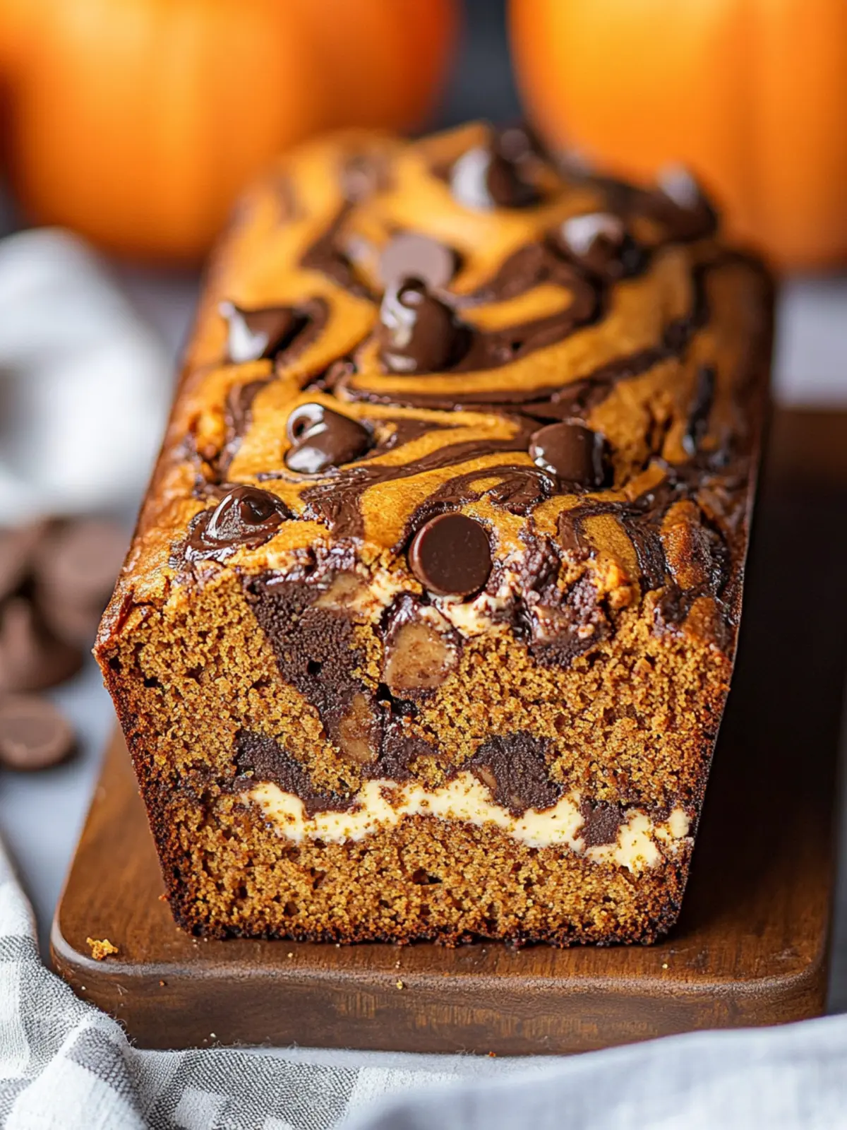 Irresistible Pumpkin Chocolate Chip Bread with Cream Cheese Swirls 5 Pumpkin Chocolate Chip Bread with Cream Cheese Swirls