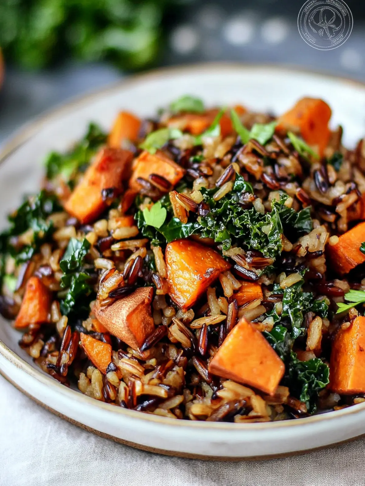 Caramelized Sweet Potato and Kale Fried Wild Rice Fiesta 3 Caramelized Sweet Potato and Kale Fried Wild Rice