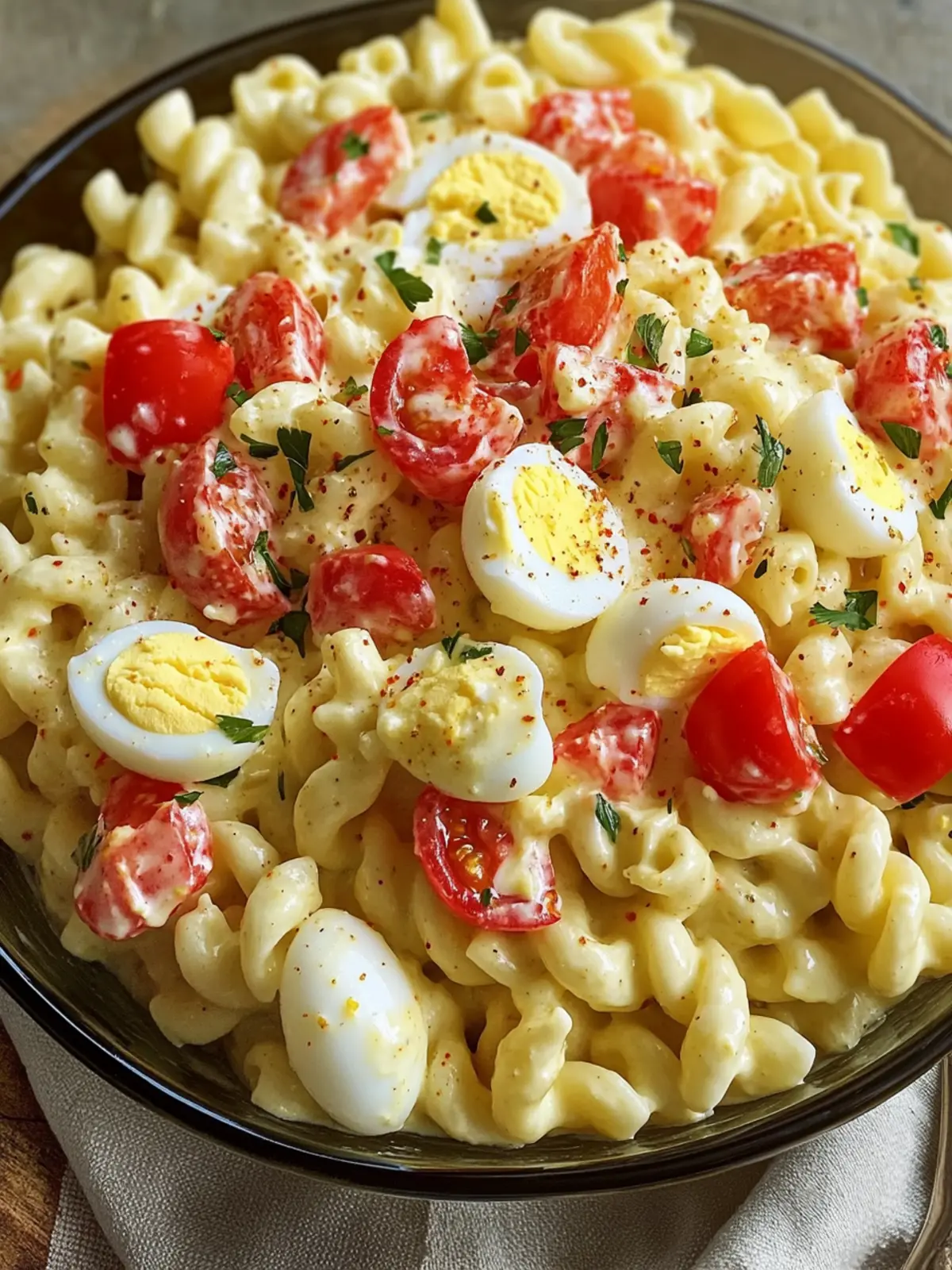 Amish Pasta Salad with Creamy Dressing and Eggs for Potlucks 4 Amish Pasta Salad with Creamy Dressing and Hard-Boiled Eggs